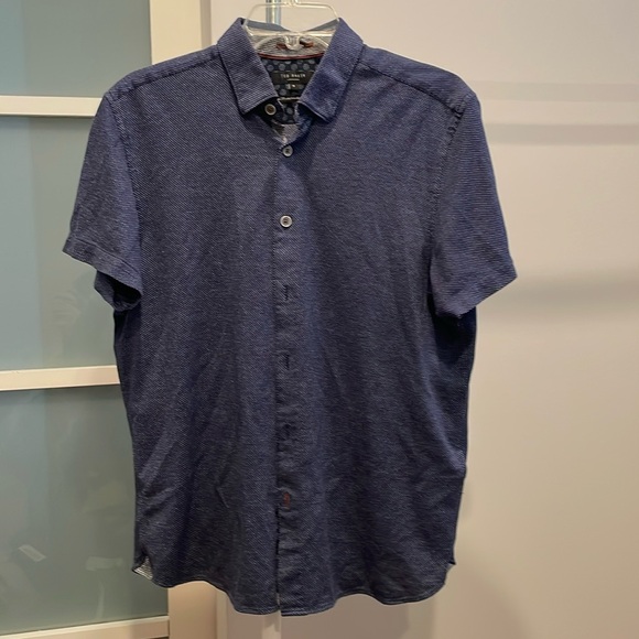 Ted Baker London Other - Ted Baker London Navy Blue Casual Button Down Collared Knit Shirt